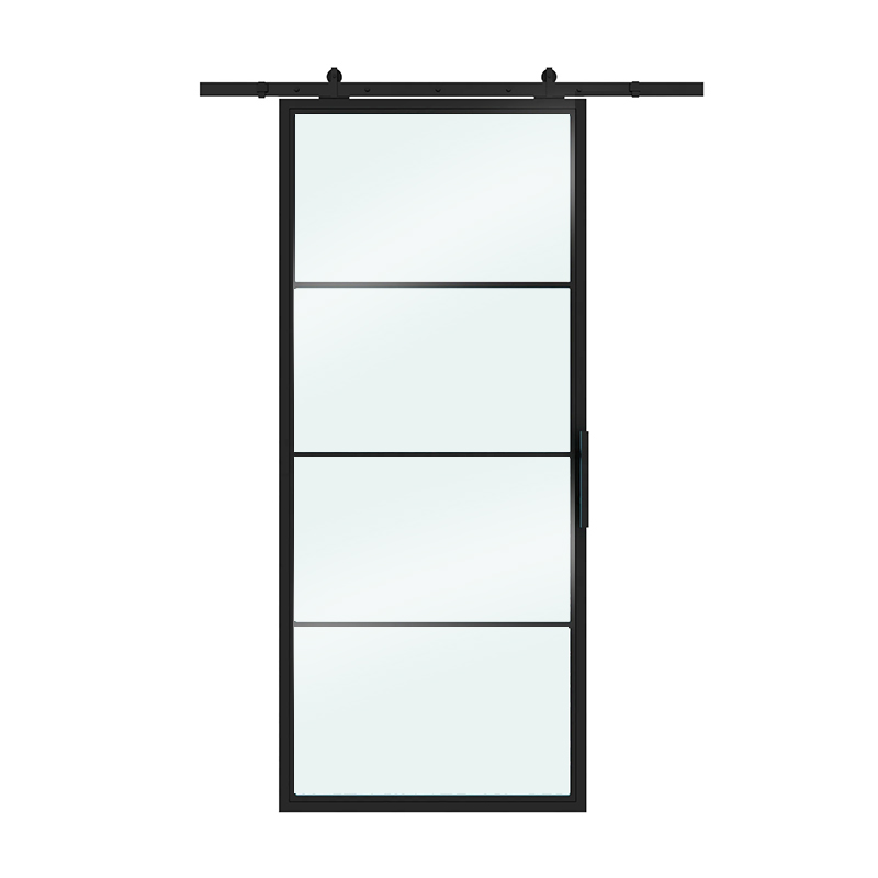 4 Lites Steel Frame Glass Barn Door