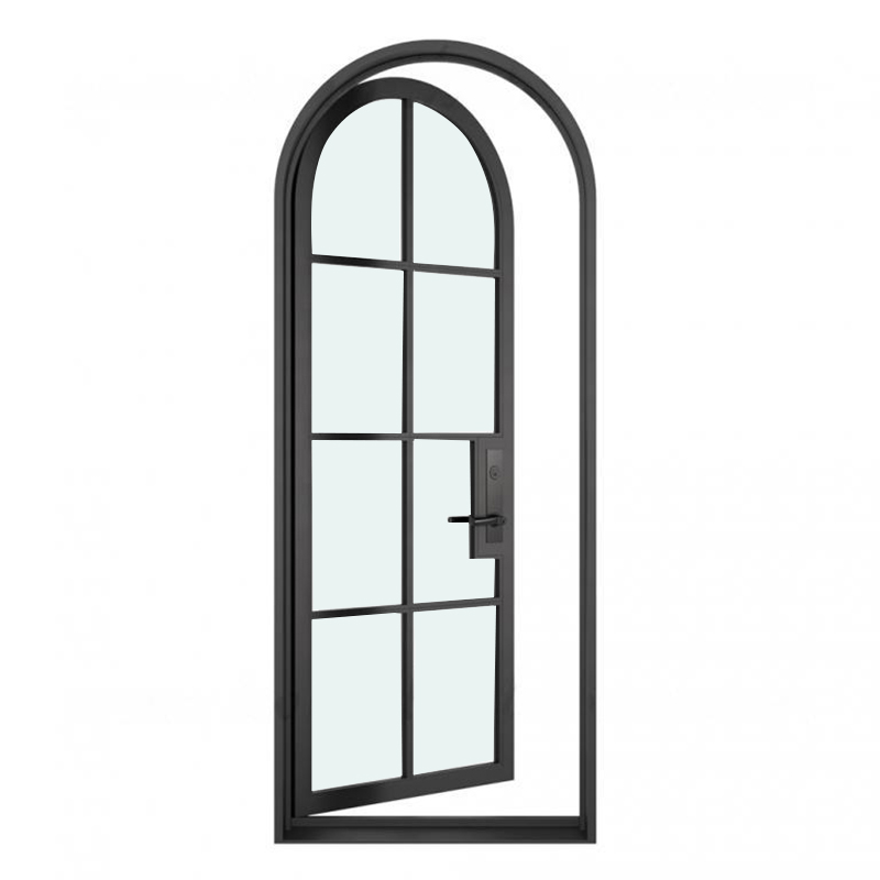 8 Lites Arched Steel Interior French Glass Doors